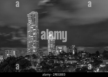 A night view looking across East Sydney and Darlinghurst towards the highrise Horizon Apartments building and Kings Cross in Sydney, Australia. Stock Photo