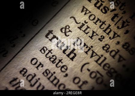 Definition of word truth on dictionary page, close-up Stock Photo