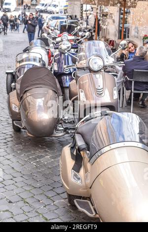 Rome, Italy - 27 Nov, 2022: Classic Italian Scooters at the Vespa Museum in Rome Stock Photo