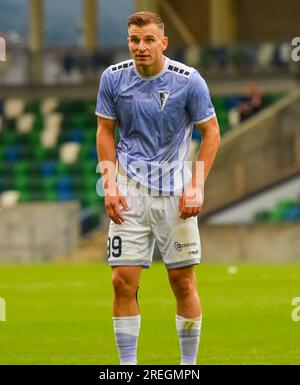 Pogoń Szczecin player Mateusz Łęgowski - Linfield Vs Pogoń Szczecin, UEFA Europa Conference League, Thursday 27th July 2023, Windsor Park Belfast Stock Photo