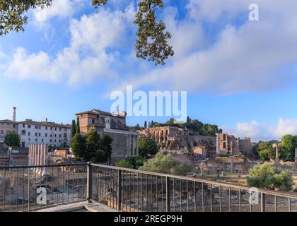 View of the Roman Forum toward the Palatine Hill in Rome, Italy. Stock Photo