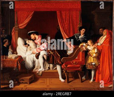 The Death of Leonardo da Vinci 1818 by Jean Auguste Dominique Ingres Stock Photo