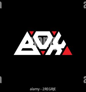 BOX triangle letter logo design with triangle shape. BOX triangle logo design monogram. BOX triangle vector logo template with red color. BOX triangul Stock Vector