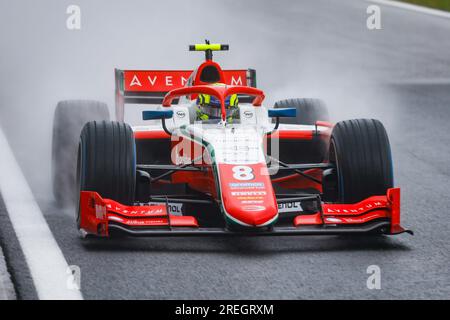 Stavelot, Belgium. 28th July, 2023. 08 BEARMAN Oliver (gbr), Prema Racing, Dallara F2, action during the 10th round of the 2023 FIA Formula 2 Championship from July 28 to 30, 2023 on the Circuit de Spa-Francorchamps, in Stavelot, Belgium - Photo Paul Vaicle/DPPI Credit: DPPI Media/Alamy Live News Stock Photo