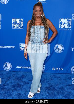 ELYSIAN PARK, LOS ANGELES, CALIFORNIA, USA - JULY 27: American actress and singer Holly Robinson Peete arrives at Kershaw's Challenge 10th Annual Ping Pong 4 Purpose 2023 Charity Event Celebrity Tournament held at Dodger Stadium on July 27, 2023 in Elysian Park, Los Angeles, California, United States. (Photo by Xavier Collin/Image Press Agency) Stock Photo