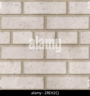 White brick seamless texture. White-grey aged brickwork background. 3d rendering digital illustration. For wallpaper, graphic web design, 3D, game. Re Stock Photo