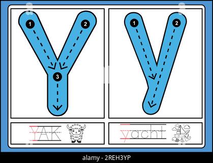 Letter Tracing from a-z  for kids and adults Stock Vector