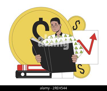 Financial education flat line concept vector spot illustration Stock Vector