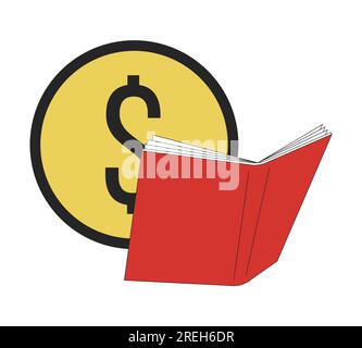 Accounting book flat line concept vector spot illustration Stock Vector