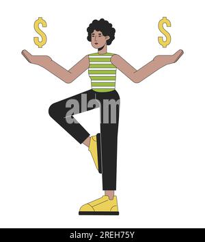 Balancing dollar finances flat line color vector character Stock Vector