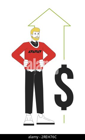 Personal finance growth flat line concept vector spot illustration Stock Vector