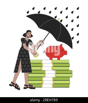 Protection from financial risks flat line concept vector spot illustration Stock Vector
