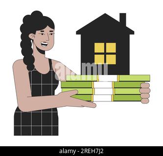 Mortgage for real estate flat line concept vector spot illustration Stock Vector
