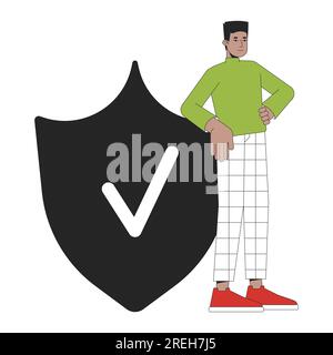 Life insurance flat line concept vector spot illustration Stock Vector