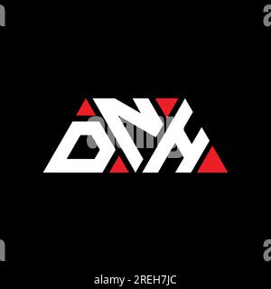 DNH triangle letter logo design with triangle shape. DNH triangle logo design monogram. DNH triangle vector logo template with red color. DNH triangul Stock Vector