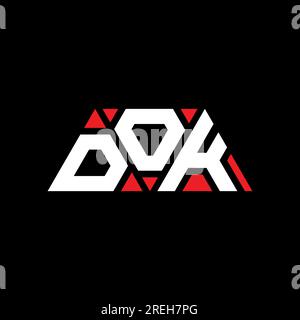 DOK triangle letter logo design with triangle shape. DOK triangle logo design monogram. DOK triangle vector logo template with red color. DOK triangul Stock Vector