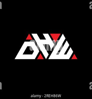 DHW triangle letter logo design with triangle shape. DHW triangle logo design monogram. DHW triangle vector logo template with red color. DHW triangul Stock Vector