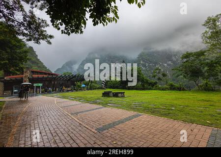 Taroko National Park, Taiwan - May 24, 2023: Visitor Center stands as gateway to natural wonders. Modern design and panoramic views, it offers a capti Stock Photo