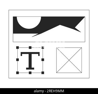 Graphic design elements flat monochrome isolated vector object Stock Vector