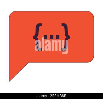 Curly brackets message flat line color isolated vector object Stock Vector