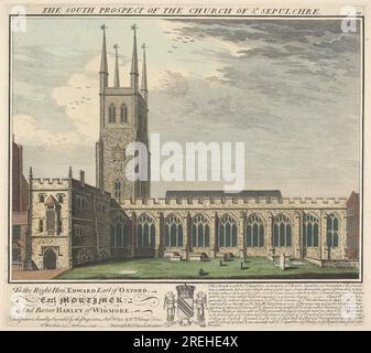 The South Prospect of the Church of St. Sepulchre 1737 by William Henry Toms Stock Photo