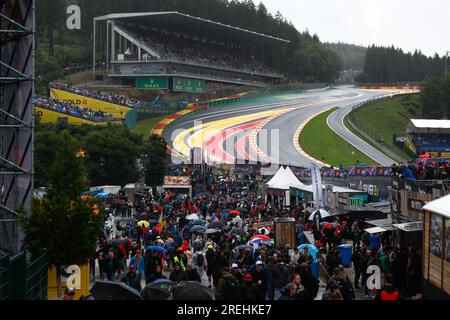 Stavelot, Belgium. 28th July, 2023. Fans at the bottom of the Raidillon during the 2023 Formula 1 MSC Cruises Belgian Grand Prix, 12th round of the 2023 Formula One World Championship from July 28 to 30, 2023 on the Circuit de Spa-Francorchamps, in Stavelot, Belgium Credit: Independent Photo Agency/Alamy Live News Stock Photo