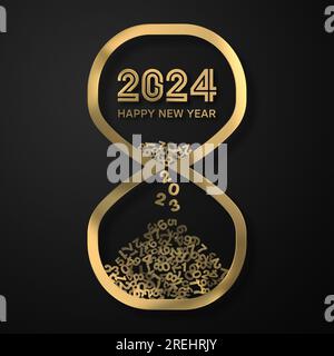 New Year Countdown 2024. Hourglass Indicates Last Seconds of the Year 2023 Stock Photo