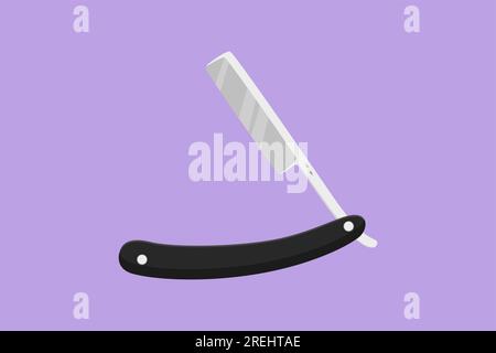 Flat Style Razor Cartoon flat style drawing shaving razor. Straight razor with handle ...