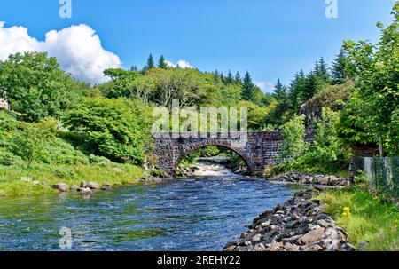 Lochinver Assynt Sutherland Scotland the Baddidaroch Road Bridge over the River Inver in summer Stock Photo