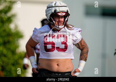 Washington Commanders center Nick Gates (63) pictured before an NFL  preseason football game against the Cincinnati Bengals, Saturday, August  26, 2023 in Landover. (AP Photo/Daniel Kucin Jr Stock Photo - Alamy