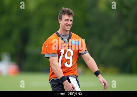 Cincinnati Bengals quarterback Trevor Siemian works out prior to an NFL  preseason football game between the Cincinnati Bengals and the Washington  Commanders, Saturday, Aug. 26, 2023, in Landover, Md. (AP Photo/Julio Cortez