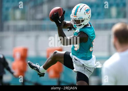 Miami Dolphins cornerback Tino Ellis (34) runs drills during practice at  the NFL football team's training facility, Wednesday, July 26, 2023, in  Miami Gardens, Fla. (AP Photo/Lynne Sladky Stock Photo - Alamy