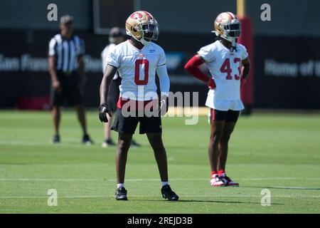 San Francisco 49ers' Samuel Womack III (26) talks with Shahman Moore (28)  at the NFL team's rookie minicamp in Santa Clara, Calif., Friday, May 13,  2022. (AP Photo/Jeff Chiu Stock Photo - Alamy