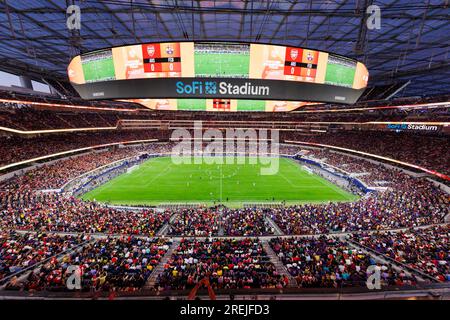 Los Angeles, California, USA. 26th July, 2023. Arsenal FC's starting XI  before a game against FC Barcelona at SoFi Stadium in Los Angeles,  California on July 26, 2023 (Credit Image: © Alex