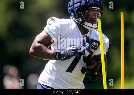 Seattle Seahawks linebacker Jon Rhattigan (59) walks on the field during  minicamp Tuesday, June 6, 2023, at the NFL football team's facilities in  Renton, Wash. (AP Photo/Lindsey Wasson Stock Photo - Alamy