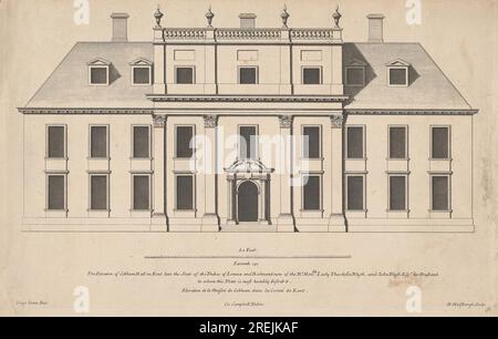 Cobham Hall, Kent: The Elevation of Cobham Hall in Kent circa 1790 by Henry Hulsbergh Stock Photo