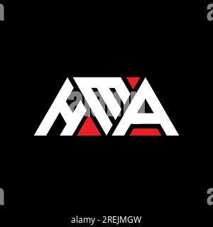 HMA triangle letter logo design with triangle shape. HMA triangle logo design monogram. HMA triangle vector logo template with red color. HMA triangul Stock Vector