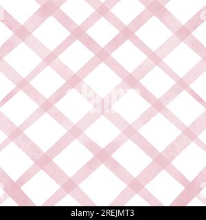 Hand painted pastel pink watercolour checked background design Stock Vector