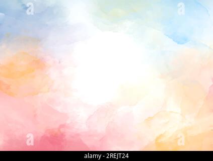Pastel coloured hand painted watercolour background Stock Vector