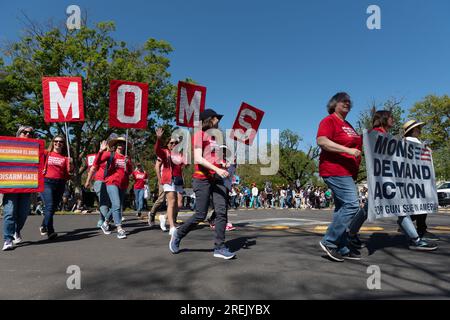 Davis, CA - April 15, 2023. Picnic Day parade at the University of California at Davis featuring Gun Sense, Moms Demand Action Stock Photo