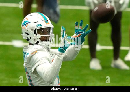 Miami Dolphins wide receiver Cedrick Wilson Jr. (11) warms up before an NFL  preseason football game against the Houston Texans, Saturday, Aug. 19,  2023, in Houston. (AP Photo/Tyler Kaufman Stock Photo - Alamy