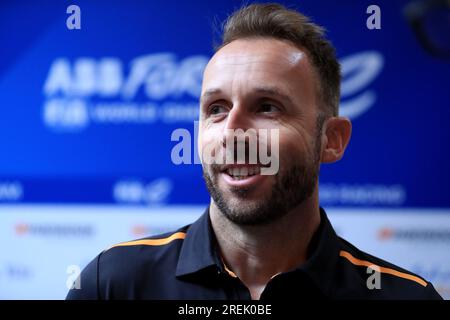 NEOM McLaren’s Rene Rast during a press conference ahead of the 2023 Hankook London E-Prix at the ExCel Circuit, London. Picture date: Friday July 28, 2023. Stock Photo