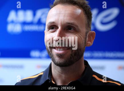 NEOM McLaren’s Rene Rast during a press conference ahead of the 2023 Hankook London E-Prix at the ExCel Circuit, London. Picture date: Friday July 28, 2023. Stock Photo