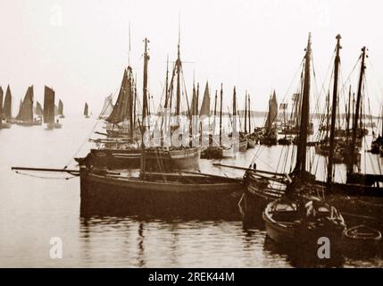 Herring fishing boats, Stornoway, Isle of Lewis, Victorian period Stock Photo