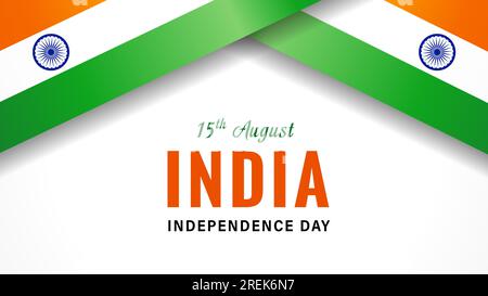 15th August, Idia Independence Day banner with flags. Patriotic Indian national flags for republic holiday. Vector illustration Stock Vector