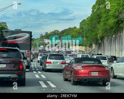 Atlanta, GA USA - April 7, 2023:  Traffic not moving on Interstate 85 in Atlanta, Georgia during rush hour. Stock Photo