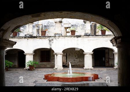 Historic Santa Teresa De Jesus Monastery and Temple Courtyard in Old City Antigua, a Unesco World Heritage Site Stock Photo