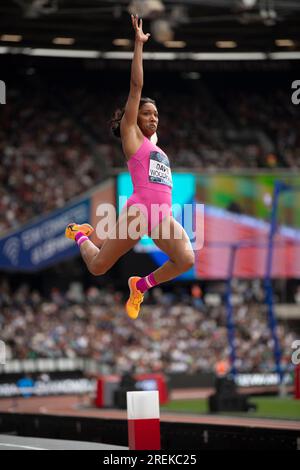 Tara Davis-Woodhall of the USA competing in the women’s long jump at the Wanda Diamond League London Event, London Stadium on the 23rd July 2023. Phot Stock Photo