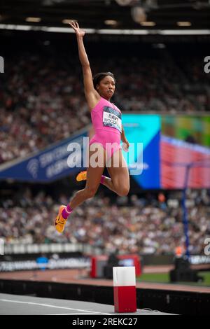 Tara Davis-Woodhall of the USA competing in the women’s long jump at the Wanda Diamond League London Event, London Stadium on the 23rd July 2023. Phot Stock Photo