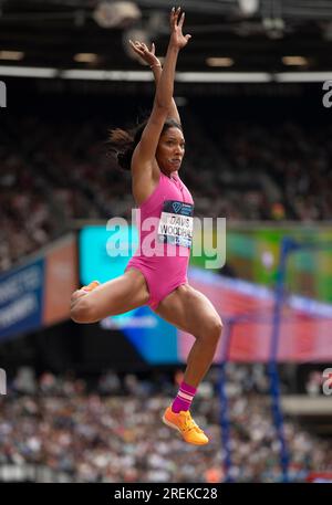 Tara Davis-Woodhall of the USA competing in the women’s long jump at the Wanda Diamond League London Event, London Stadium on the 23rd July 2023. Phot Stock Photo